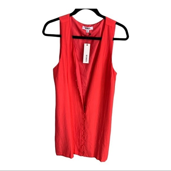 BB DAKOTA Sundowner Hammered Crepe Button Front Shift Dress NWT in Glow (Coral) - Picture 3 of 8